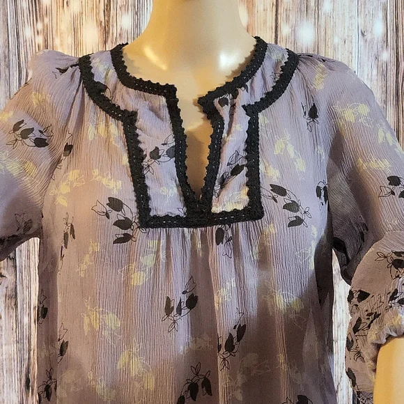 I.N.C Women's 100% Pure Silk Floral Long Sleeve Blouse Size 6 - Picture 2 of 11